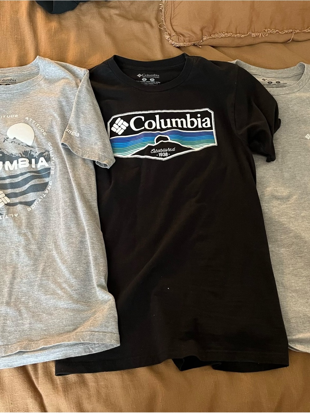 Columbia Gray Crewneck T-Shirt with Printed Logo